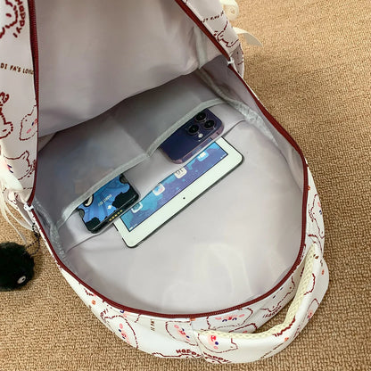 Female Cute Red Waterproof Nylon Laptop College Backpack Women Travel Student School Bag Girl Kawaii Trendy BookBag Lady Fashion