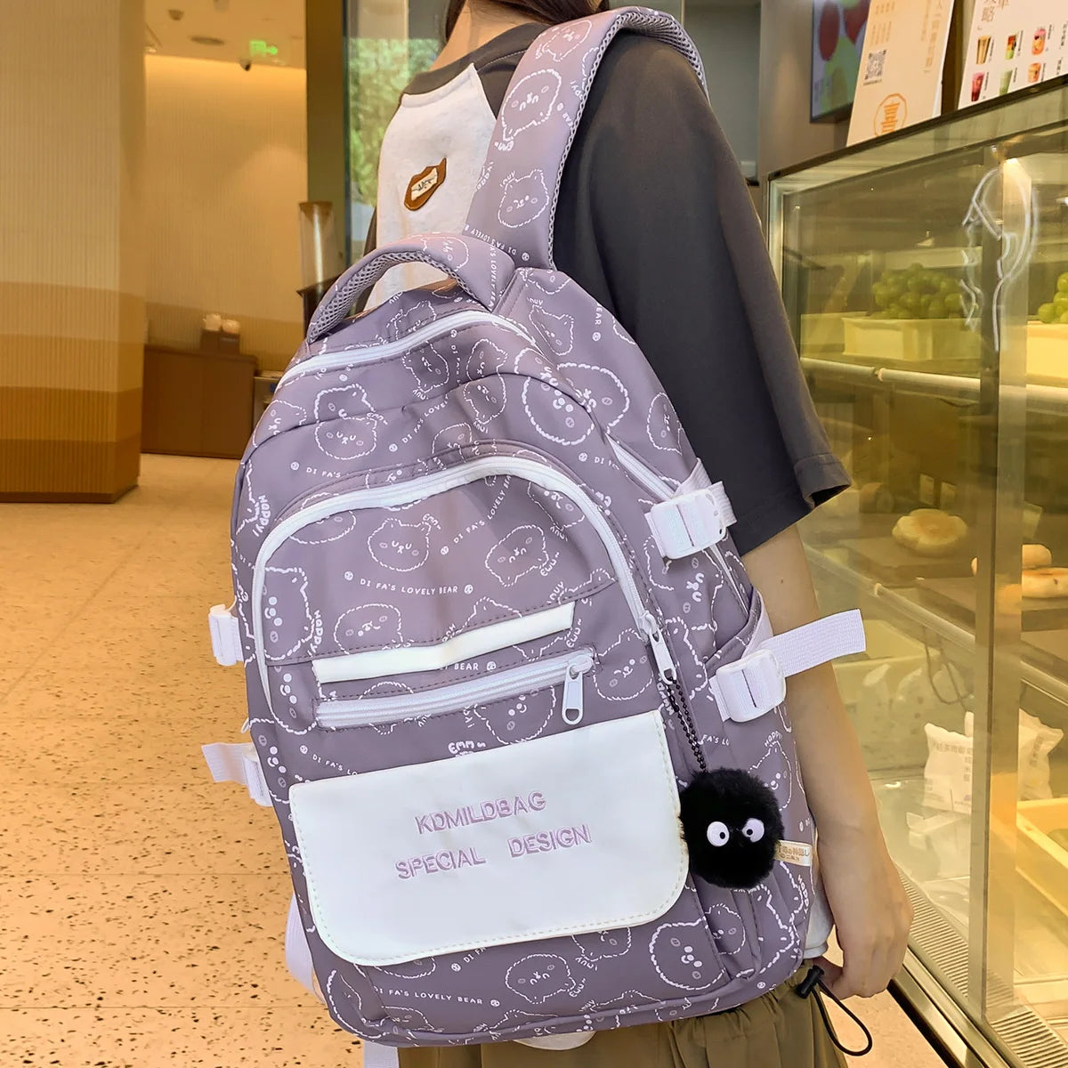 Female Cute Red Waterproof Nylon Laptop College Backpack Women Travel Student School Bag Girl Kawaii Trendy BookBag Lady Fashion