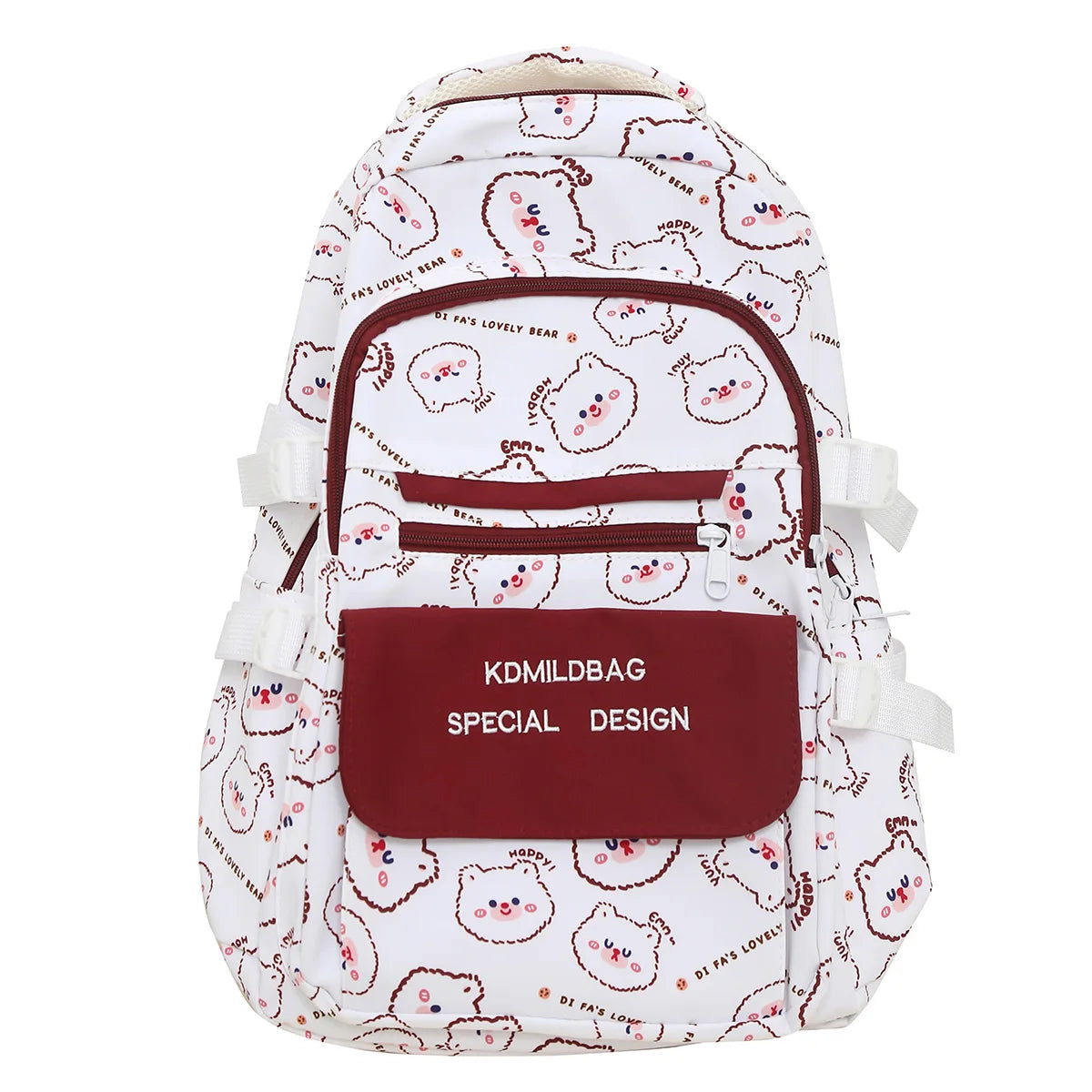 Female Cute Red Waterproof Nylon Laptop College Backpack Women Travel Student School Bag Girl Kawaii Trendy BookBag Lady Fashion