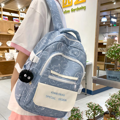 Female Cute Red Waterproof Nylon Laptop College Backpack Women Travel Student School Bag Girl Kawaii Trendy BookBag Lady Fashion