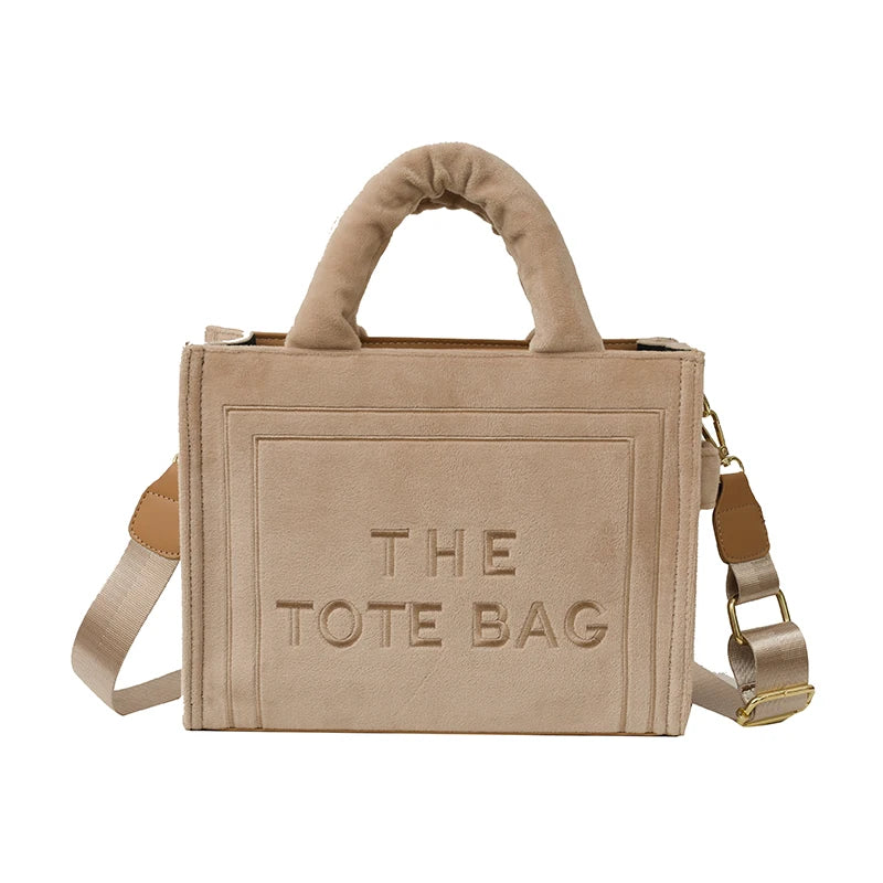 Female Exquisite Square Tote Crossbody Bag Ladies Aesthetic Velour Elegant Letter Print Shoulder Bags Women's Charisma Handbags