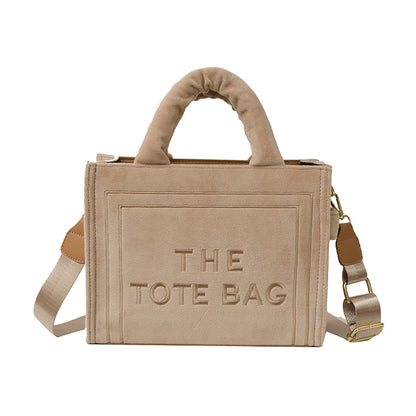 Female Exquisite Square Tote Crossbody Bag Ladies Aesthetic Velour Elegant Letter Print Shoulder Bags Women's Charisma Handbags