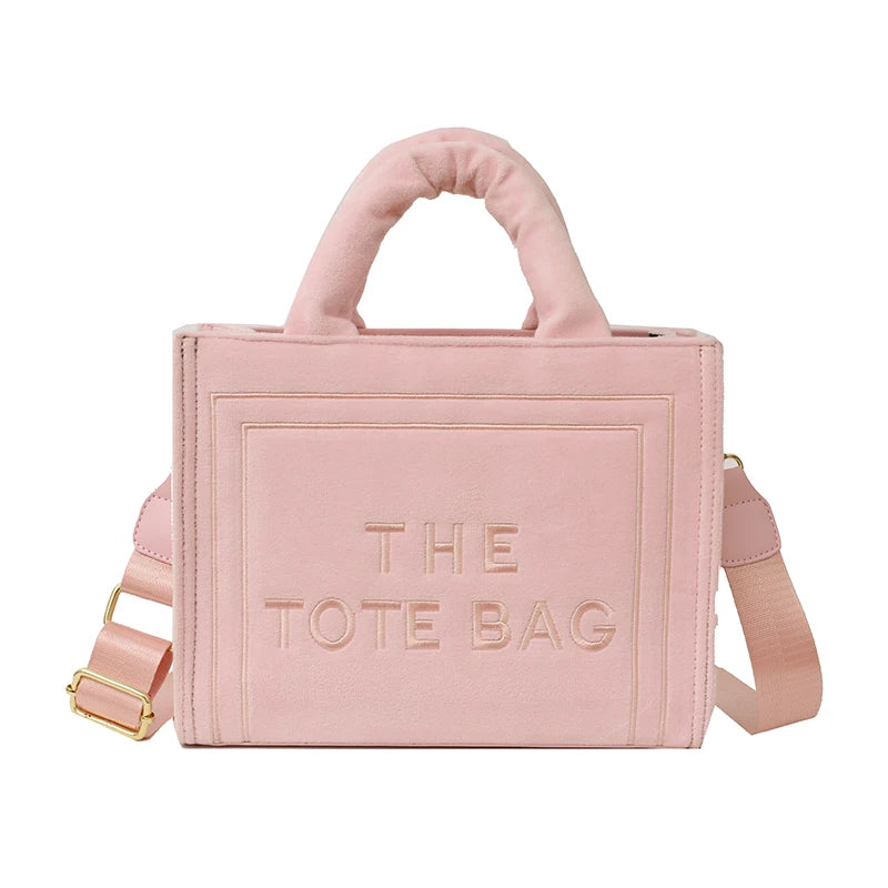 Female Exquisite Square Tote Crossbody Bag Ladies Aesthetic Velour Elegant Letter Print Shoulder Bags Women's Charisma Handbags