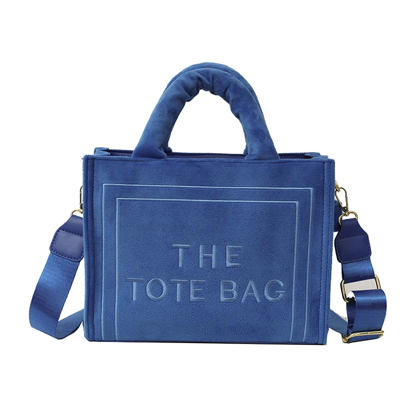 Female Exquisite Square Tote Crossbody Bag Ladies Aesthetic Velour Elegant Letter Print Shoulder Bags Women's Charisma Handbags
