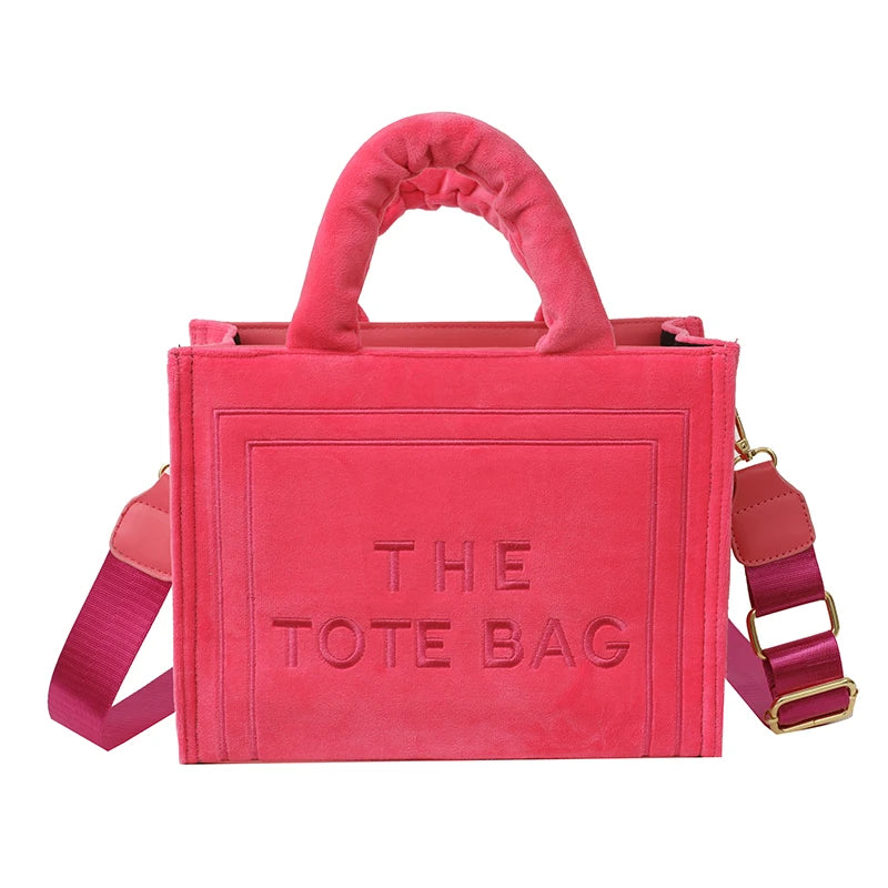 Female Exquisite Square Tote Crossbody Bag Ladies Aesthetic Velour Elegant Letter Print Shoulder Bags Women's Charisma Handbags