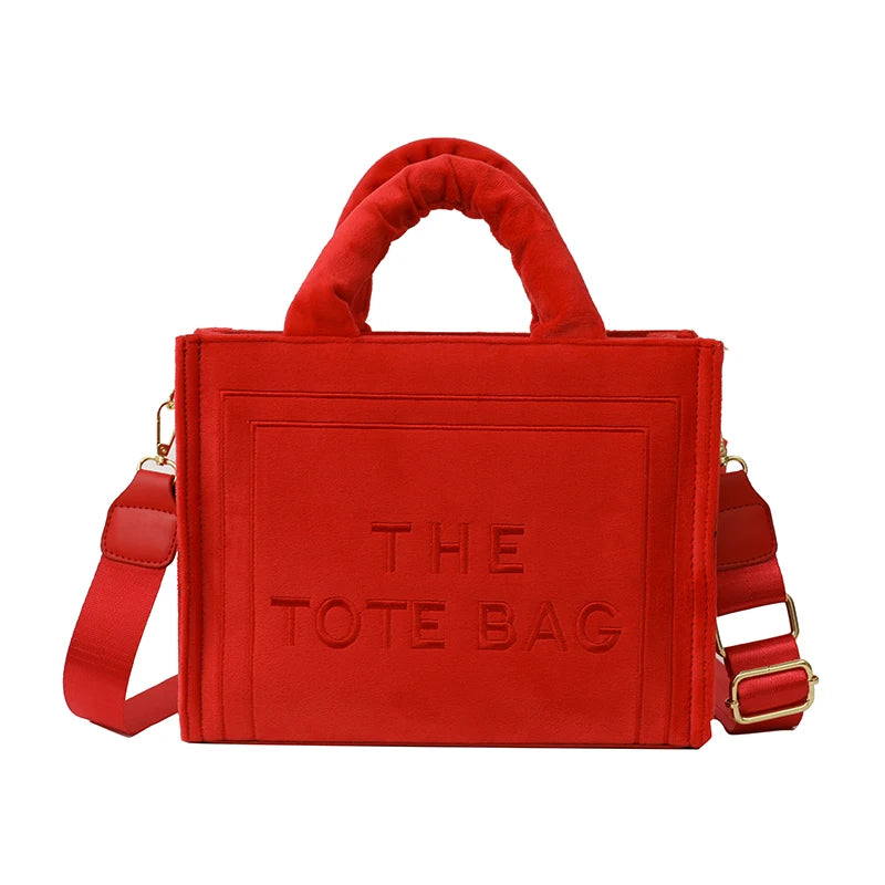 Female Exquisite Square Tote Crossbody Bag Ladies Aesthetic Velour Elegant Letter Print Shoulder Bags Women's Charisma Handbags