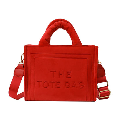 Female Exquisite Square Tote Crossbody Bag Ladies Aesthetic Velour Elegant Letter Print Shoulder Bags Women's Charisma Handbags
