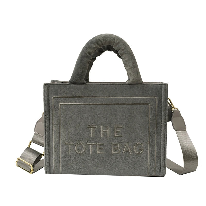 Female Exquisite Square Tote Crossbody Bag Ladies Aesthetic Velour Elegant Letter Print Shoulder Bags Women's Charisma Handbags
