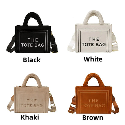 Female Exquisite Square Tote Crossbody Bag Ladies Aesthetic Velour Elegant Letter Print Shoulder Bags Women's Charisma Handbags