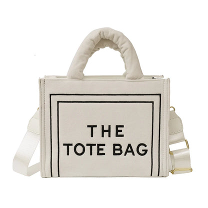 Female Exquisite Square Tote Crossbody Bag Ladies Aesthetic Velour Elegant Letter Print Shoulder Bags Women's Charisma Handbags