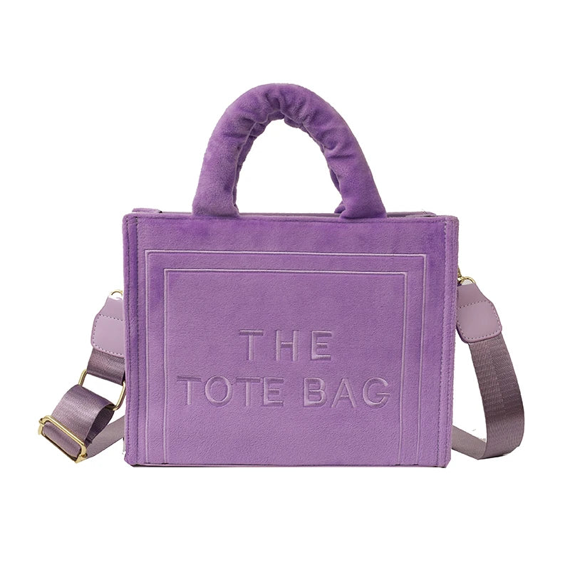 Female Exquisite Square Tote Crossbody Bag Ladies Aesthetic Velour Elegant Letter Print Shoulder Bags Women's Charisma Handbags