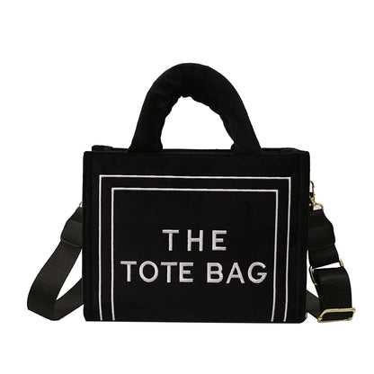 Female Exquisite Square Tote Crossbody Bag Ladies Aesthetic Velour Elegant Letter Print Shoulder Bags Women's Charisma Handbags