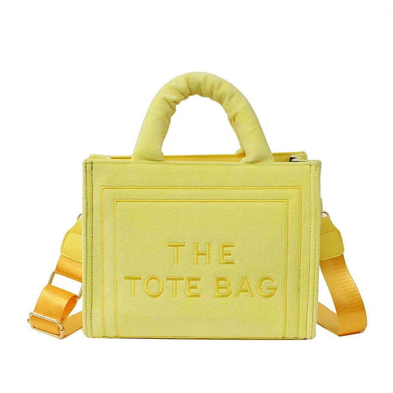 Female Exquisite Square Tote Crossbody Bag Ladies Aesthetic Velour Elegant Letter Print Shoulder Bags Women's Charisma Handbags