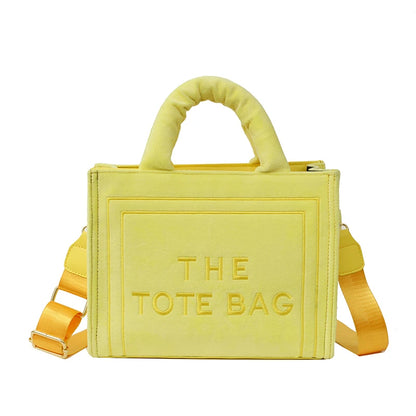 Female Exquisite Square Tote Crossbody Bag Ladies Aesthetic Velour Elegant Letter Print Shoulder Bags Women's Charisma Handbags
