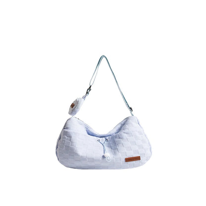 Female Fashion Harajuku Style College Crossbody Bag Solid Color Plaid Print Large Capacity Shoulder Bag New Cute Design Handbag