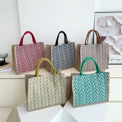 Female Flax Shoulder Bag Large Capacity Handbag Womens Top Handle Handbag Ladies Tote Bag Fashion Woven Shopping Bag