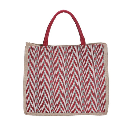 Female Flax Shoulder Bag Large Capacity Handbag Womens Top Handle Handbag Ladies Tote Bag Fashion Woven Shopping Bag