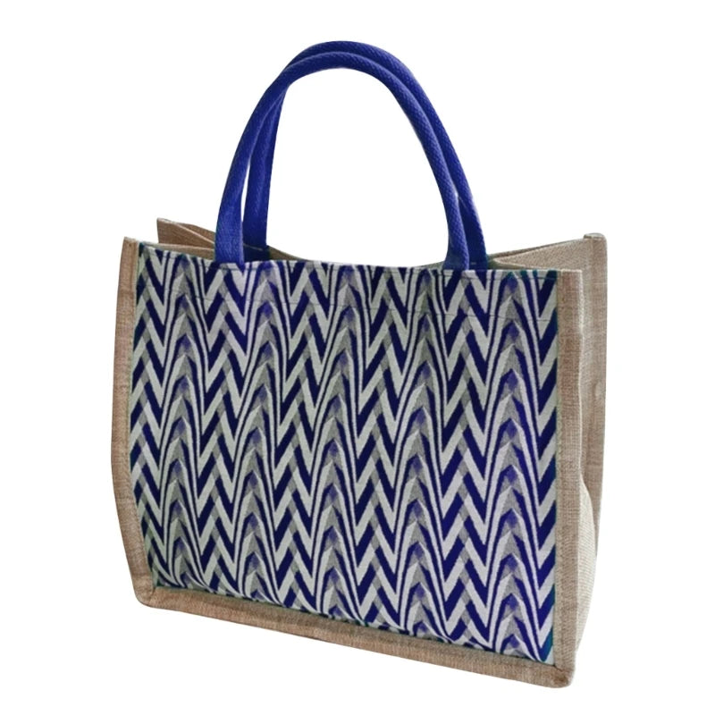 Female Flax Shoulder Bag Large Capacity Handbag Womens Top Handle Handbag Ladies Tote Bag Fashion Woven Shopping Bag