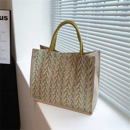 Female Flax Shoulder Bag Large Capacity Handbag Womens Top Handle Handbag Ladies Tote Bag Fashion Woven Shopping Bag
