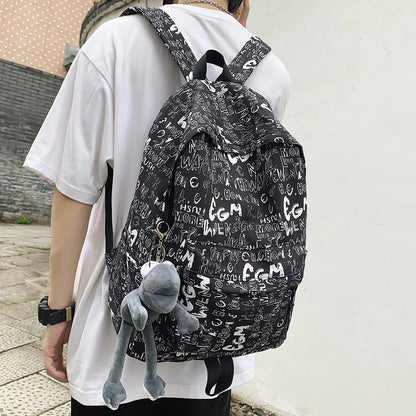 Female Graffiti Print Men Backpack Harajuku Girl Student Male School Bag Ladies Fashion Laptop Nylon Backpack Women Book Boy Bag