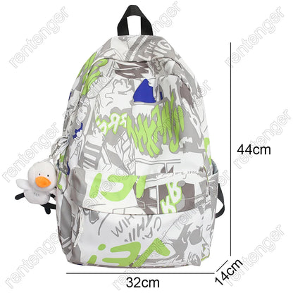 Female Graffiti Print Men Bags Harajuku Girl Male School Backpacks Ladies Fashion Waterproof Backpack Women Book Boy Bag Student
