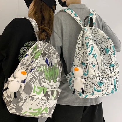 Female Graffiti Print Men Bags Harajuku Girl Male School Backpacks Ladies Fashion Waterproof Backpack Women Book Boy Bag Student