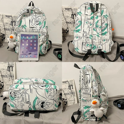 Female Graffiti Print Men Bags Harajuku Girl Male School Backpacks Ladies Fashion Waterproof Backpack Women Book Boy Bag Student
