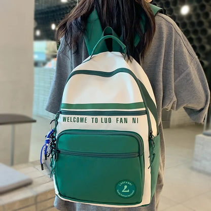 Female Green Student Bag Girl Travel Book Laptop Backpack Trendy Women Leisure School Bags Ladies Nylon College Backpack Fashion