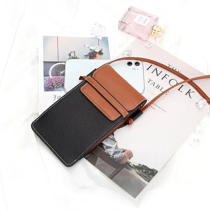 Female Leather Vertical Diagonal Cross Baotou Layer Cowhide New Fashion Mobile Phone Bag Bump Single Shoulder