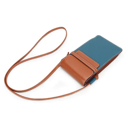 Female Leather Vertical Diagonal Cross Baotou Layer Cowhide New Fashion Mobile Phone Bag Bump Single Shoulder