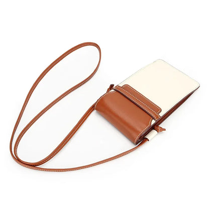 Female Leather Vertical Diagonal Cross Baotou Layer Cowhide New Fashion Mobile Phone Bag Bump Single Shoulder