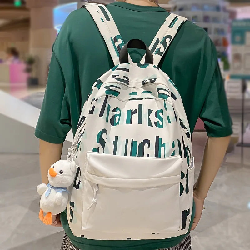 Female Letter Print Laptop Packet Boy Girl Travel College Backpack Men Women Leisure SchoolBag Male Lady Book Bag Fashion Unisex