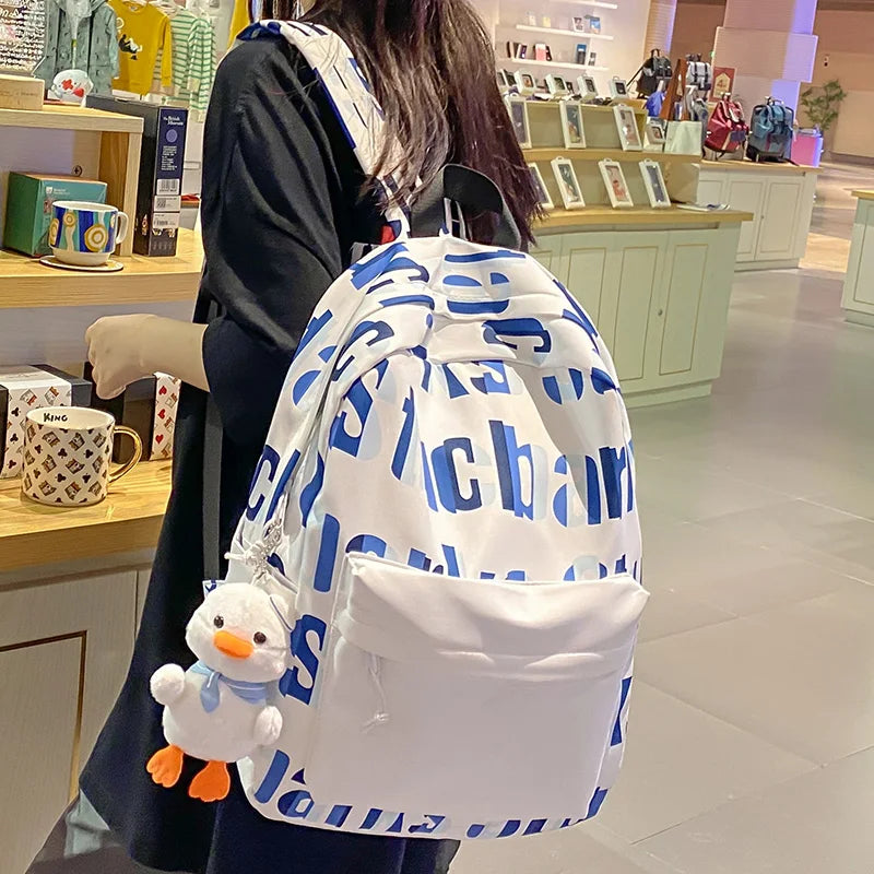 Female Letter Print Laptop Packet Boy Girl Travel College Backpack Men Women Leisure SchoolBag Male Lady Book Bag Fashion Unisex