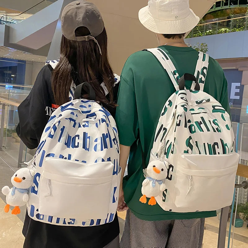 Female Letter Print Laptop Packet Boy Girl Travel College Backpack Men Women Leisure SchoolBag Male Lady Book Bag Fashion Unisex