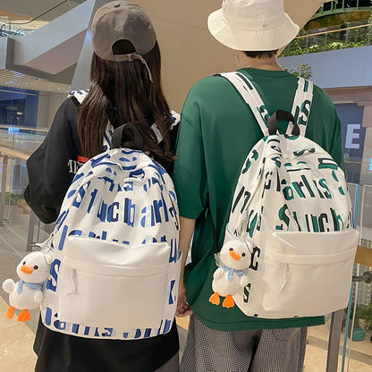 Female Letter Print Laptop Packet Boy Girl Travel College Backpack Men Women Leisure SchoolBag Male Lady Book Bag Fashion Unisex