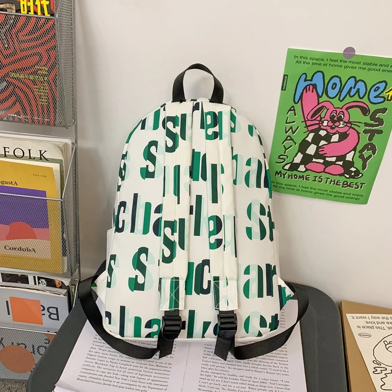 Female Letter Print Laptop Packet Boy Girl Travel College Backpack Men Women Leisure SchoolBag Male Lady Book Bag Fashion Unisex