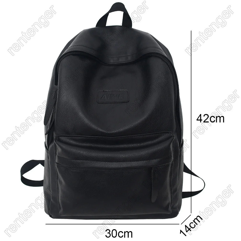 Female Male Leather Luxury Backpack New Girl Boy PU Cute Student Bag Trendy Women Backpack Ladies Men Kawaii Travel College Bags