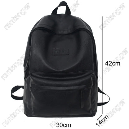 Female Male Leather Luxury Backpack New Girl Boy PU Cute Student Bag Trendy Women Backpack Ladies Men Kawaii Travel College Bags