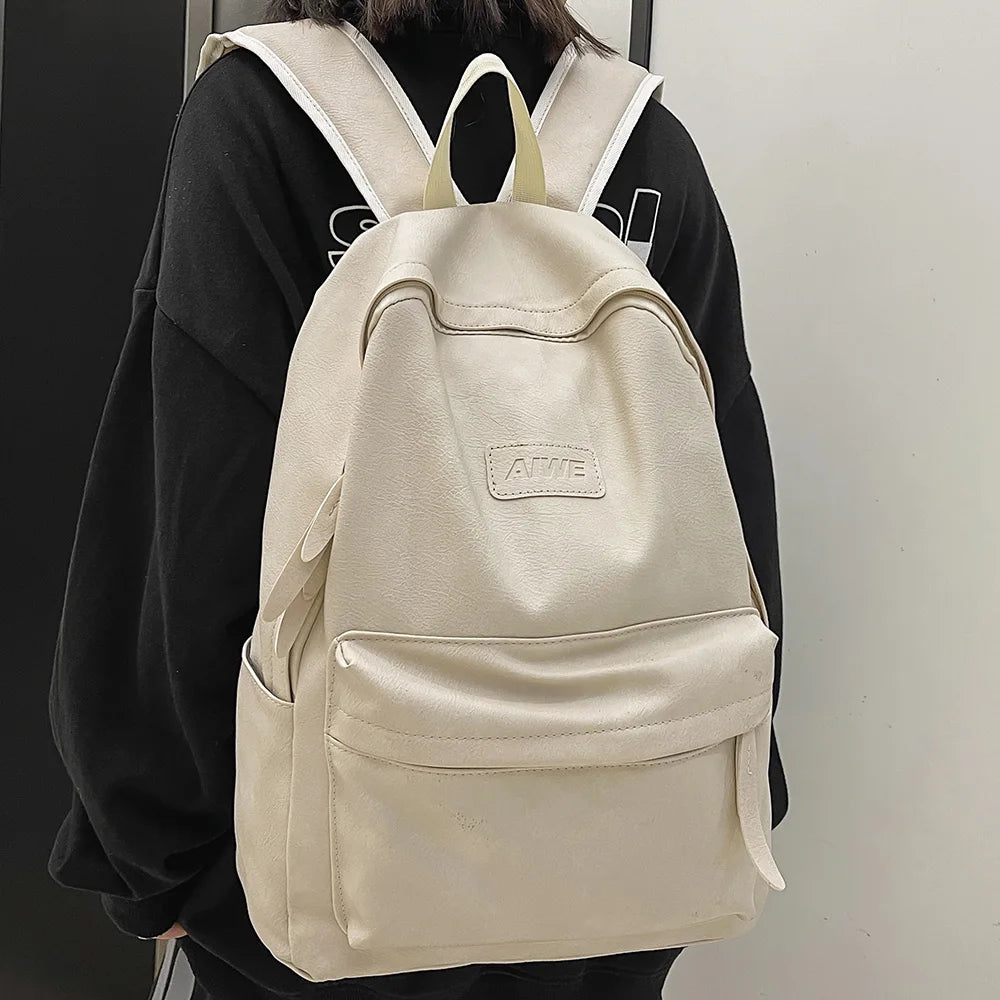 Female Male Leather Luxury Backpack New Girl Boy PU Cute Student Bag Trendy Women Backpack Ladies Men Kawaii Travel College Bags
