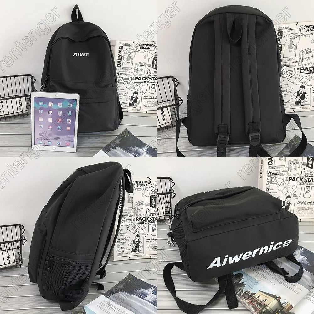 Female Male Trendy Cool Travel Girl Boy Solid Color Book Backpack Men Women School Backpack Ladies Student Bag Cute Harajuku Bag