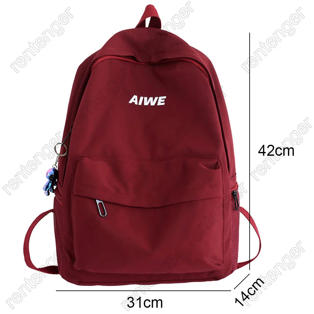 Female Male Trendy Cool Travel Girl Boy Solid Color Book Backpack Men Women School Backpack Ladies Student Bag Cute Harajuku Bag