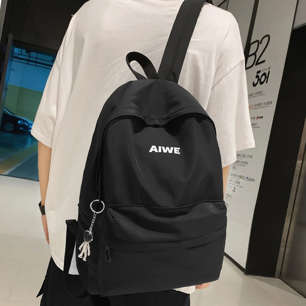 Female Male Trendy Cool Travel Girl Boy Solid Color Book Backpack Men Women School Backpack Ladies Student Bag Cute Harajuku Bag