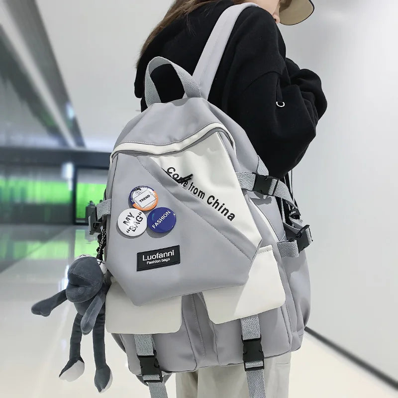 Female Men Harajuku Nylon Bag Ladies Male Laptop College Backpack Fashion Boy Girl School Bag Women Travel Backpacks Book Trendy