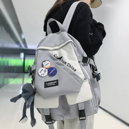 Female Men Harajuku Nylon Bag Ladies Male Laptop College Backpack Fashion Boy Girl School Bag Women Travel Backpacks Book Trendy