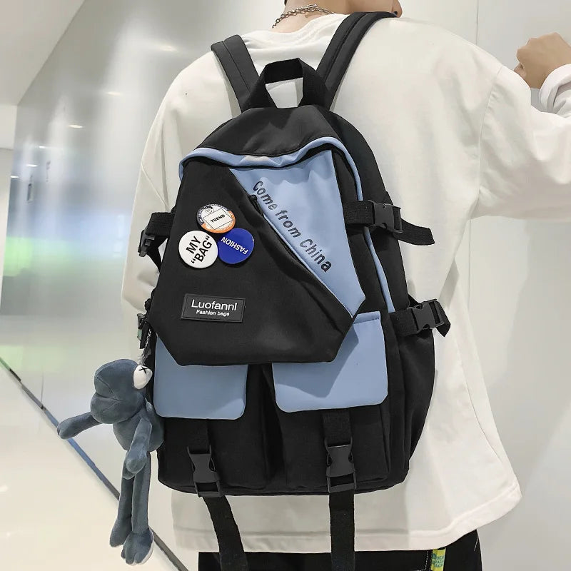 Female Men Harajuku Nylon Bag Ladies Male Laptop College Backpack Fashion Boy Girl School Bag Women Travel Backpacks Book Trendy