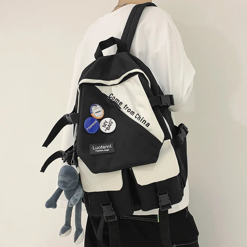 Female Men Harajuku Nylon Bag Ladies Male Laptop College Backpack Fashion Boy Girl School Bag Women Travel Backpacks Book Trendy