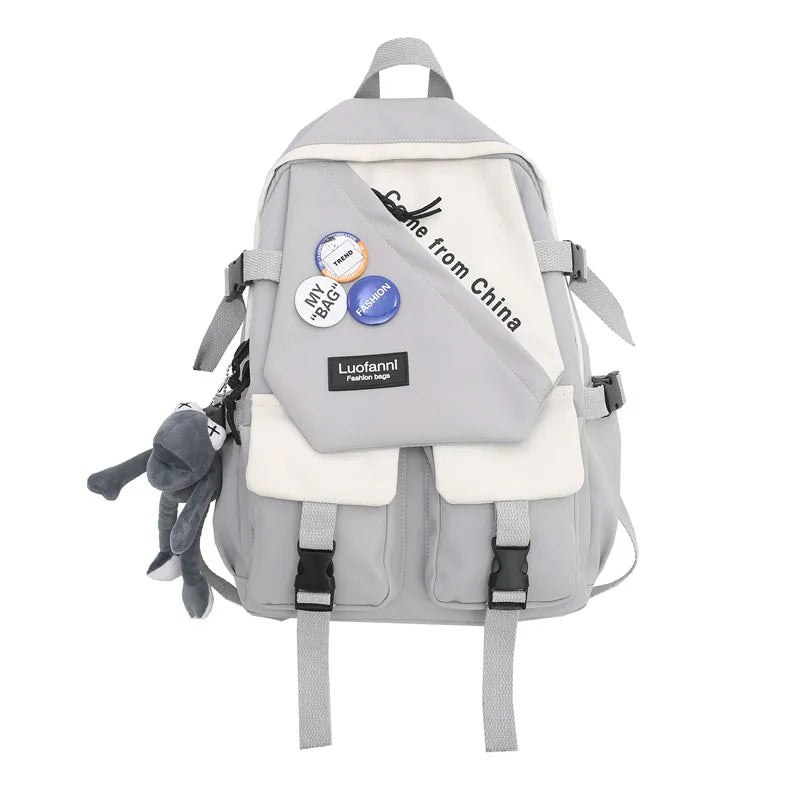 Female Men Harajuku Nylon Bag Ladies Male Laptop College Backpack Fashion Boy Girl School Bag Women Travel Backpacks Book Trendy