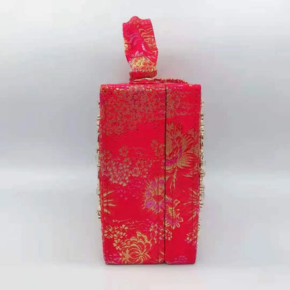 Female Red Metal Wedding Bridal Clutch Purse Best Design Girls' Crystal Party Clutches Bags Fashion Shoulder Small Chain Handbag