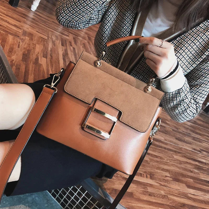 Female Retro Solid Color Shoulder Messenger Women's Fashion Frosted Handbag Ladies All-match Casual Texture Small Square Bag