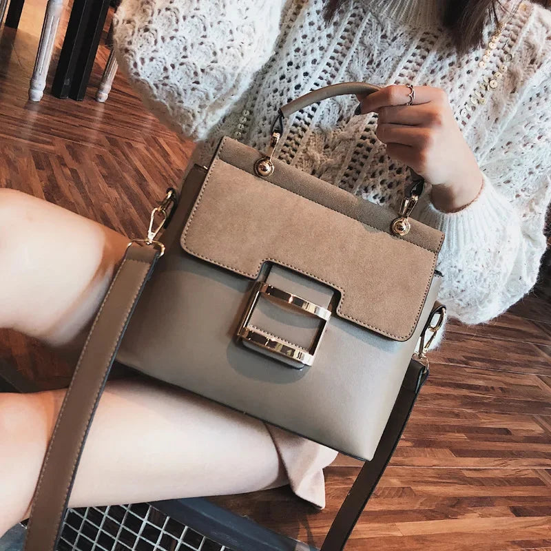 Female Retro Solid Color Shoulder Messenger Women's Fashion Frosted Handbag Ladies All-match Casual Texture Small Square Bag